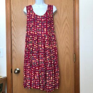 Kicky, Comfy Indira Rayon Relaxed Sleeveless Summer Dress Medium Arty Polka Dots